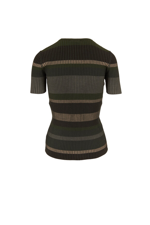 Akris Punto - Yucca & Agave Stripe Wool Ribbed T-Shirt