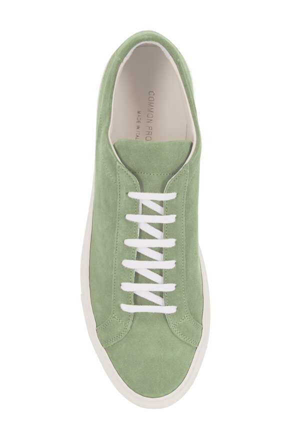 Common Projects - Achilles Light Green Suede Low-Top Sneaker