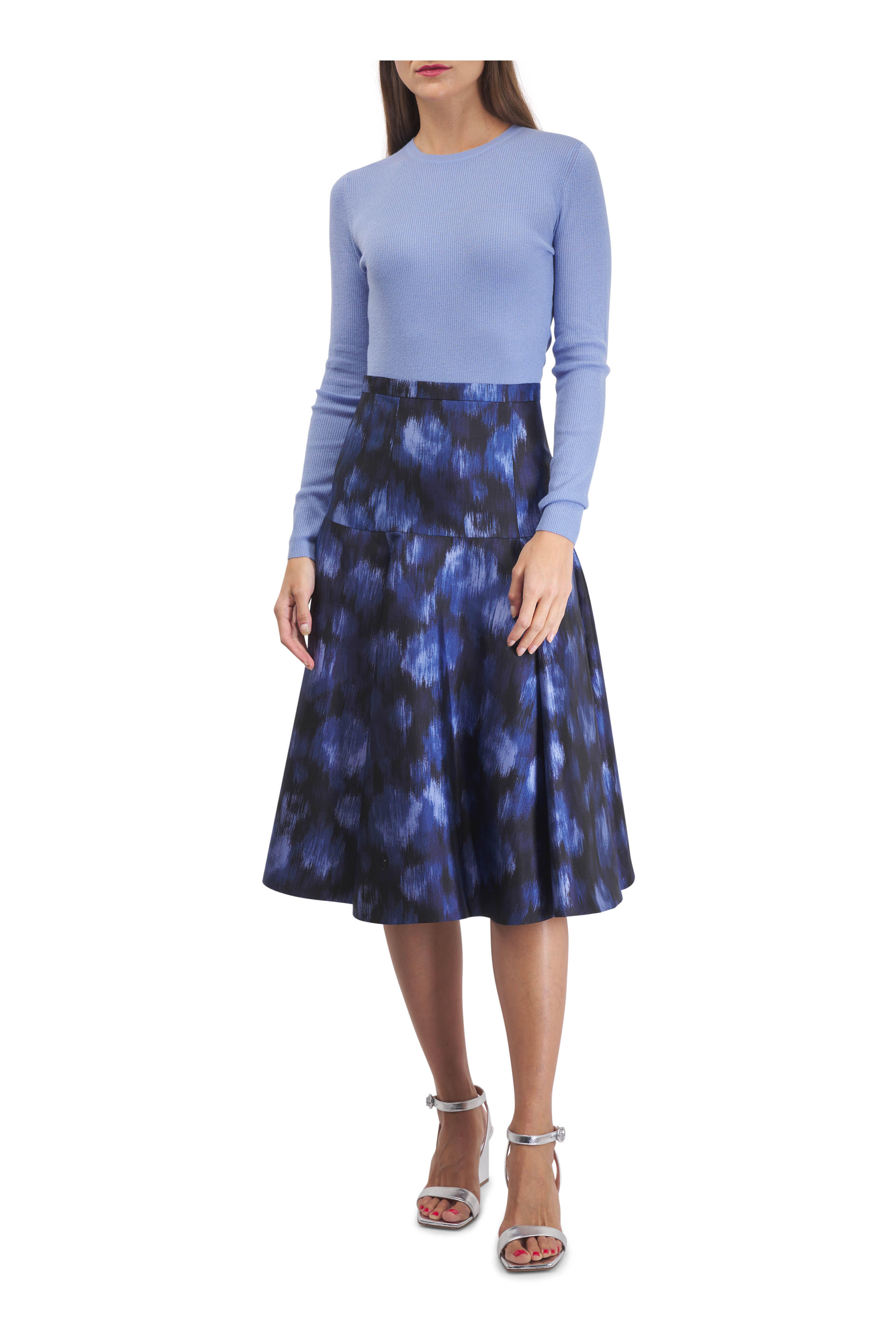 Michael Kors Collection - Floral Riviera Chiné Silk & Wool Shantung Skirt