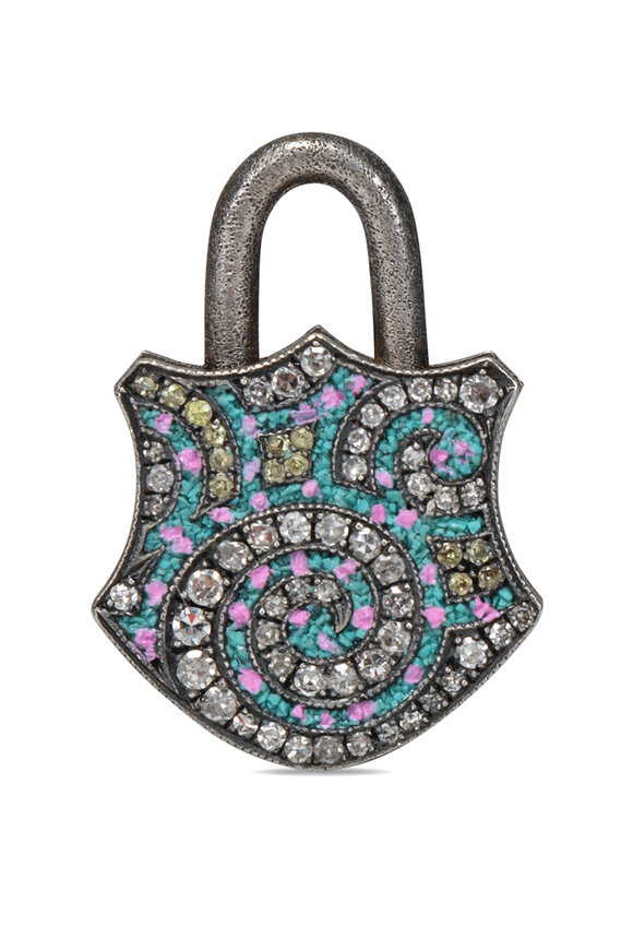 Sevan Bicakci Micro Swirl Mosaic Shield Padlock Pendant