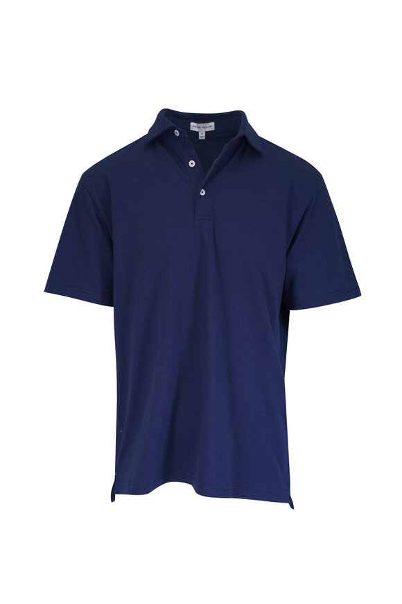 Peter Millar Crown Flex Navy Stripe Cotton Short Sleeve Polo - view 1