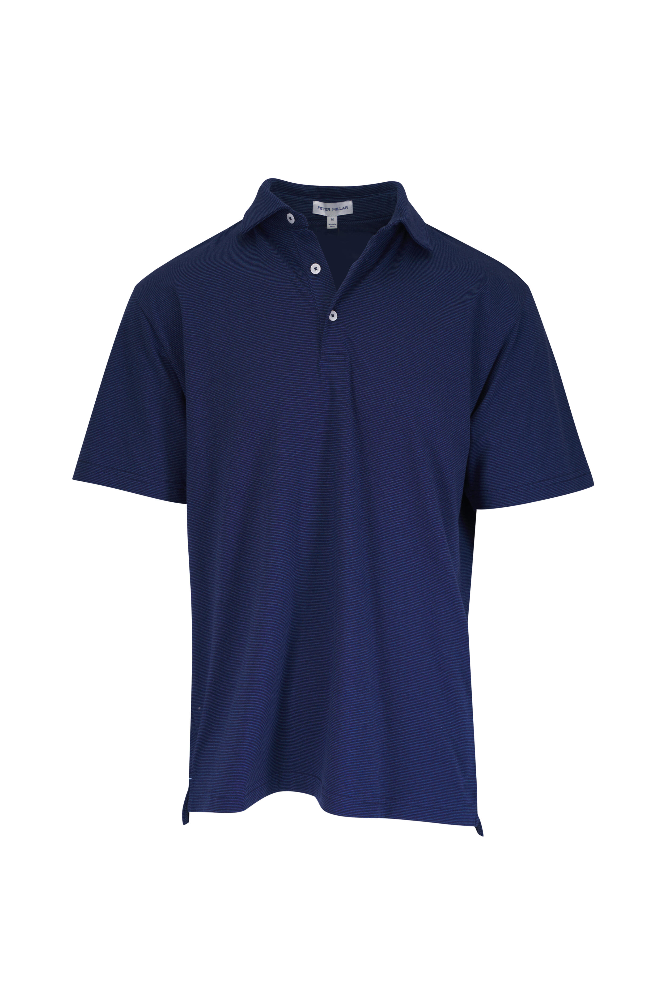 Peter Millar - Crown Flex Navy Stripe Cotton Short Sleeve Polo
