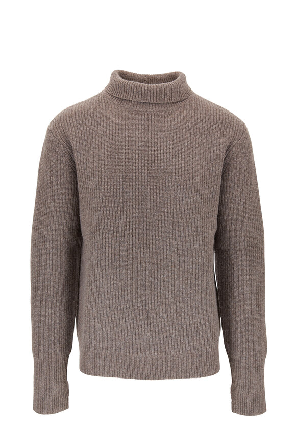 BLDWN - Warm Gray Ribbed Wool Turtleneck