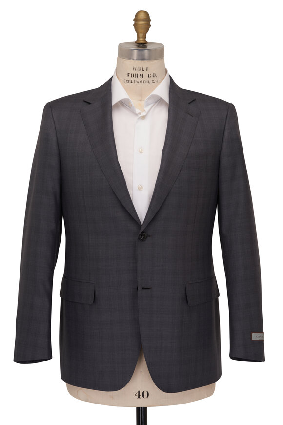 Canali - Gray Plaid Wool & Silk Suit