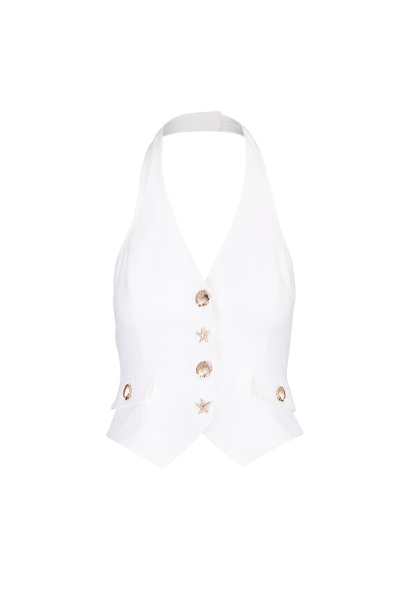 Cara Cara Prescott White & Gold Halter Top - view 1