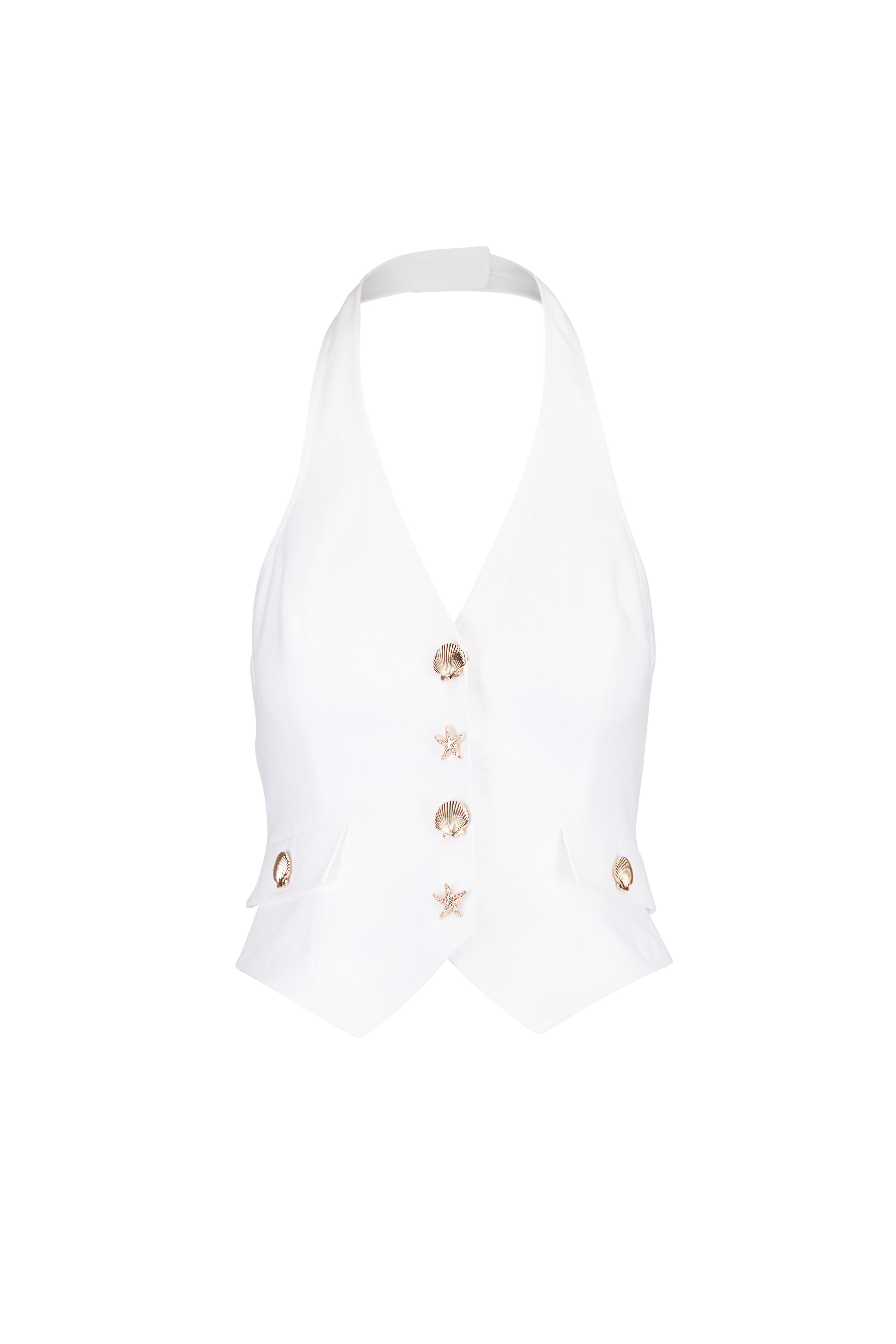 Cara Cara - Prescott White & Gold Halter Top - view 1
