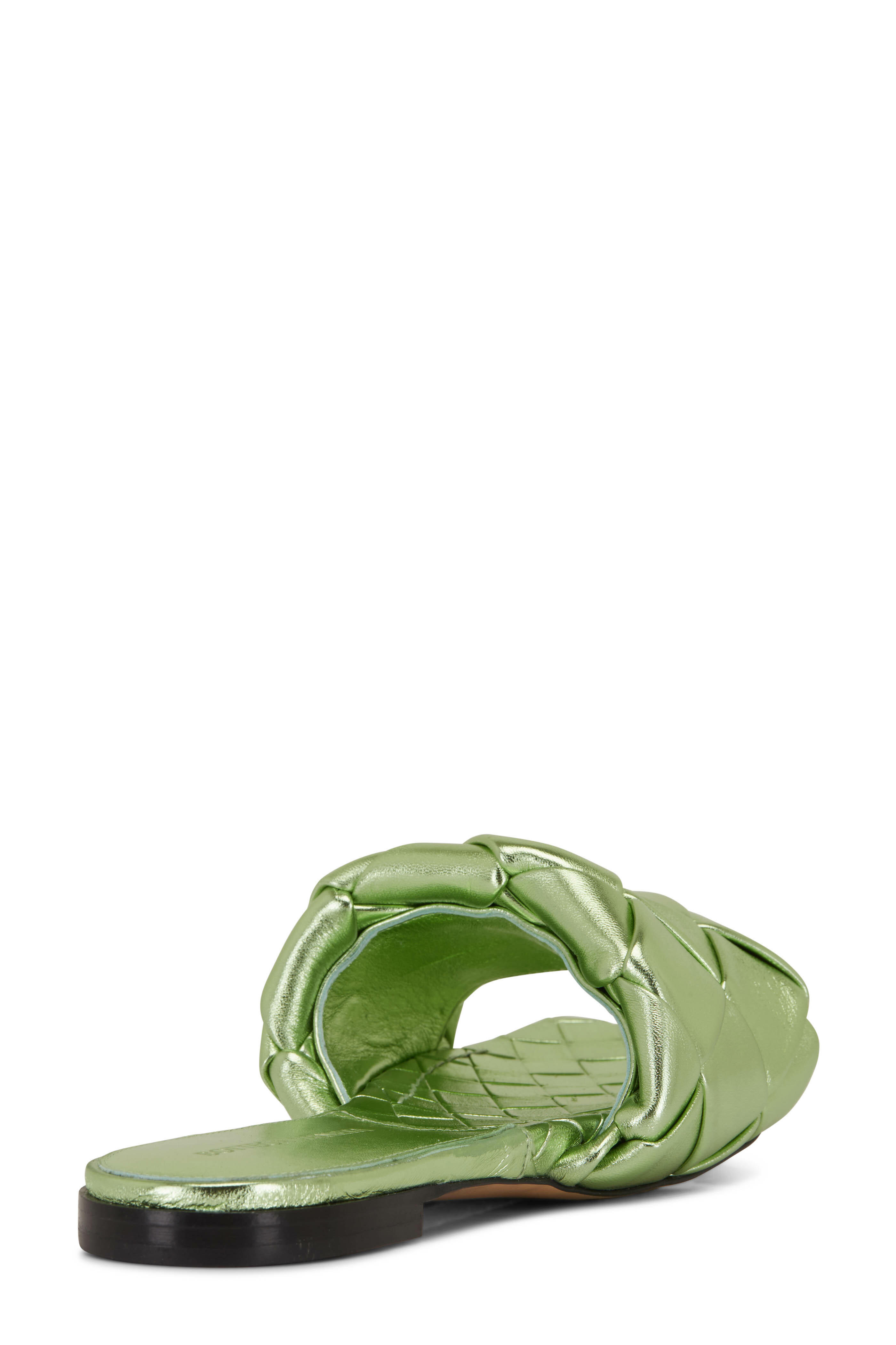 NIB BOTTEGA VENETA Travertine Green Mini Lido Weave Gloss Pumps Size 5/35