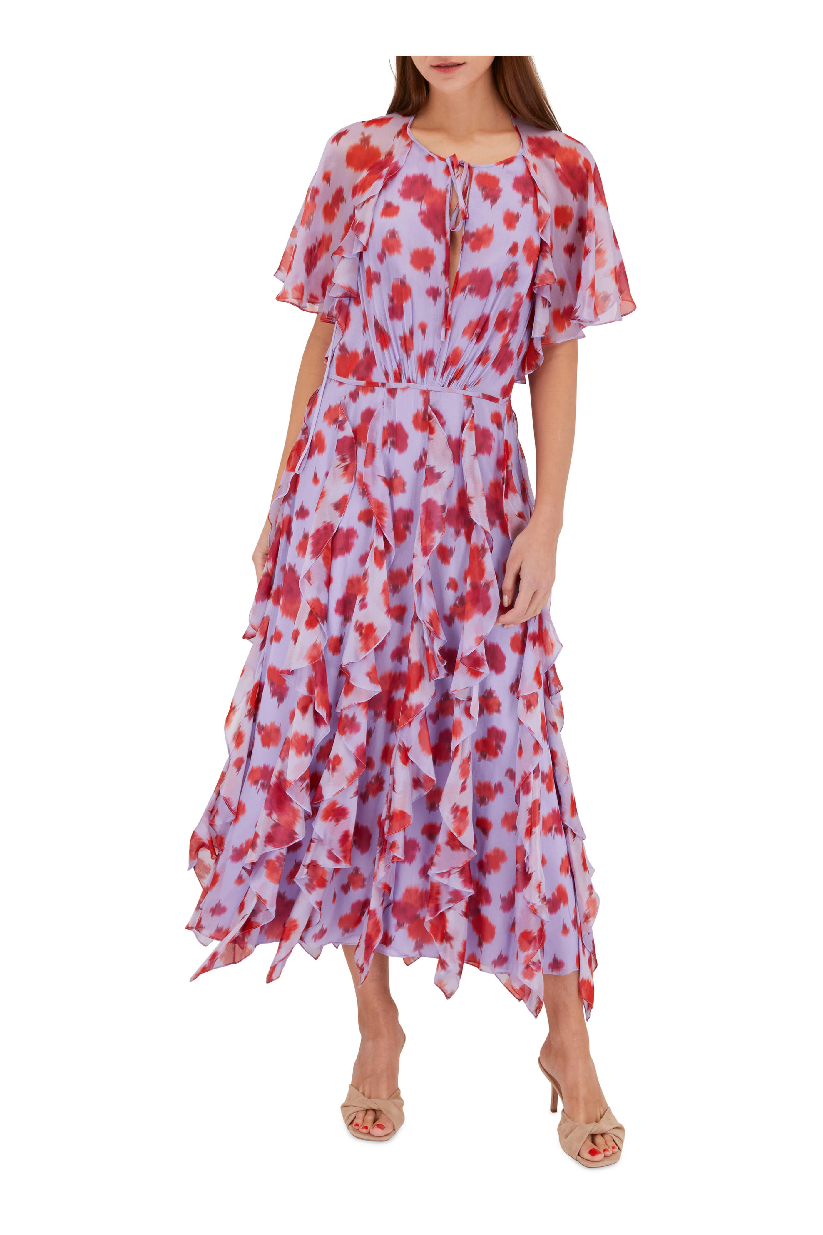 Carolina Herrera - Lilac Multi Butterfly Flutter Sleeve Dress