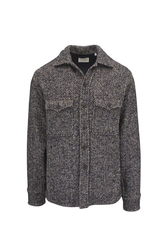 Tintoria - Black Herringbone Front Button Over Shirt