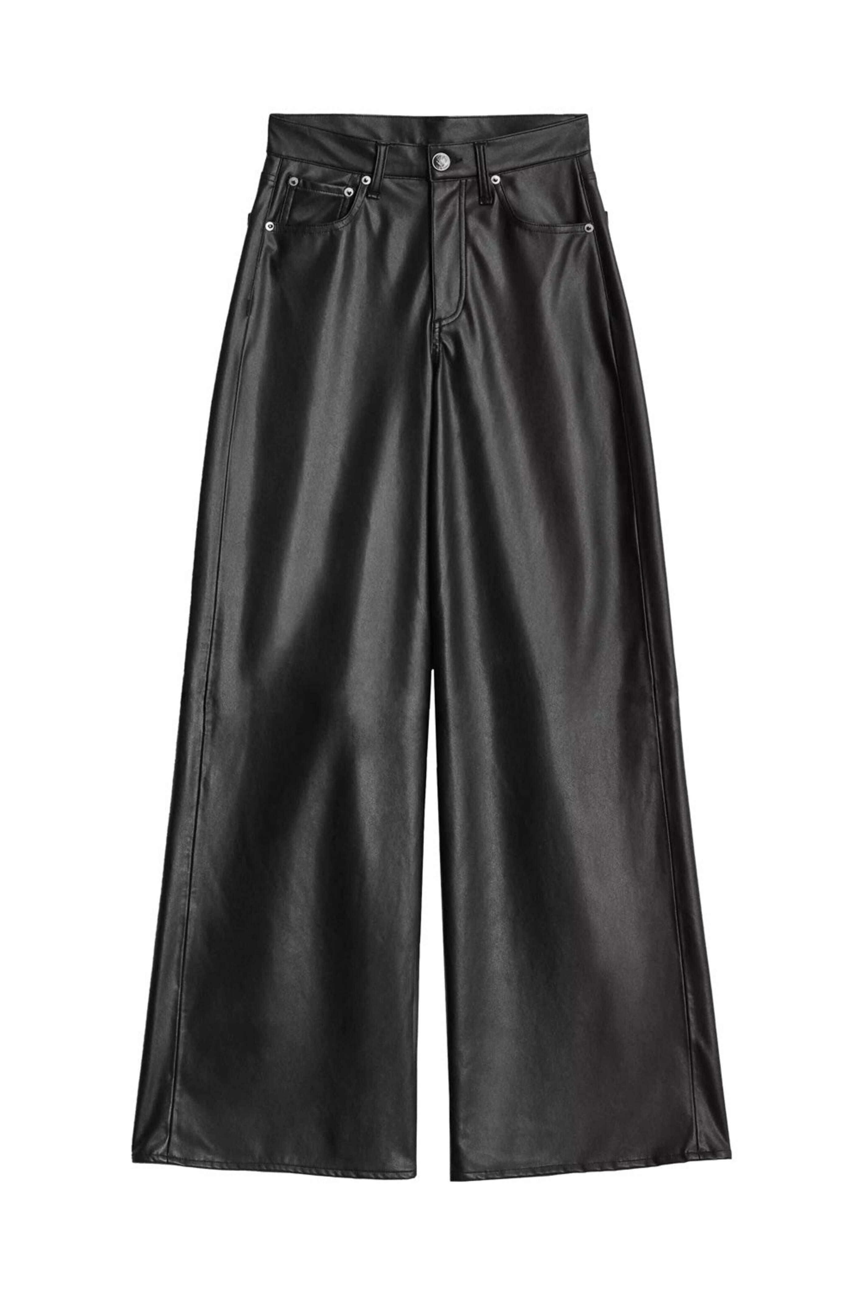 Rag & Bone - Black Vegan Leather Sofie Wide Leg Pant