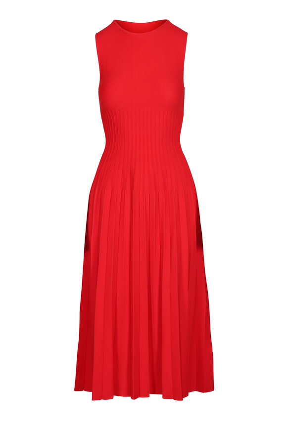 Staud Red Elyse Knit Midi Dress