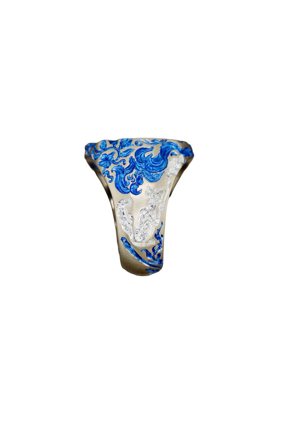 Castro Smith Moon & Rabbit Blue Sapphire Ring - view 4