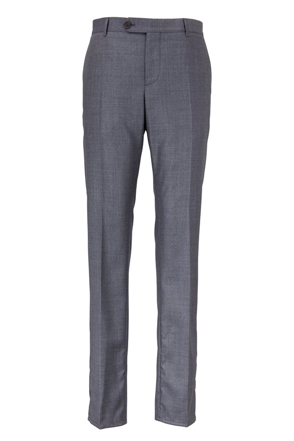 Brunello Cucinelli - Charcoal Gray Wool Flat Front Dress Pant