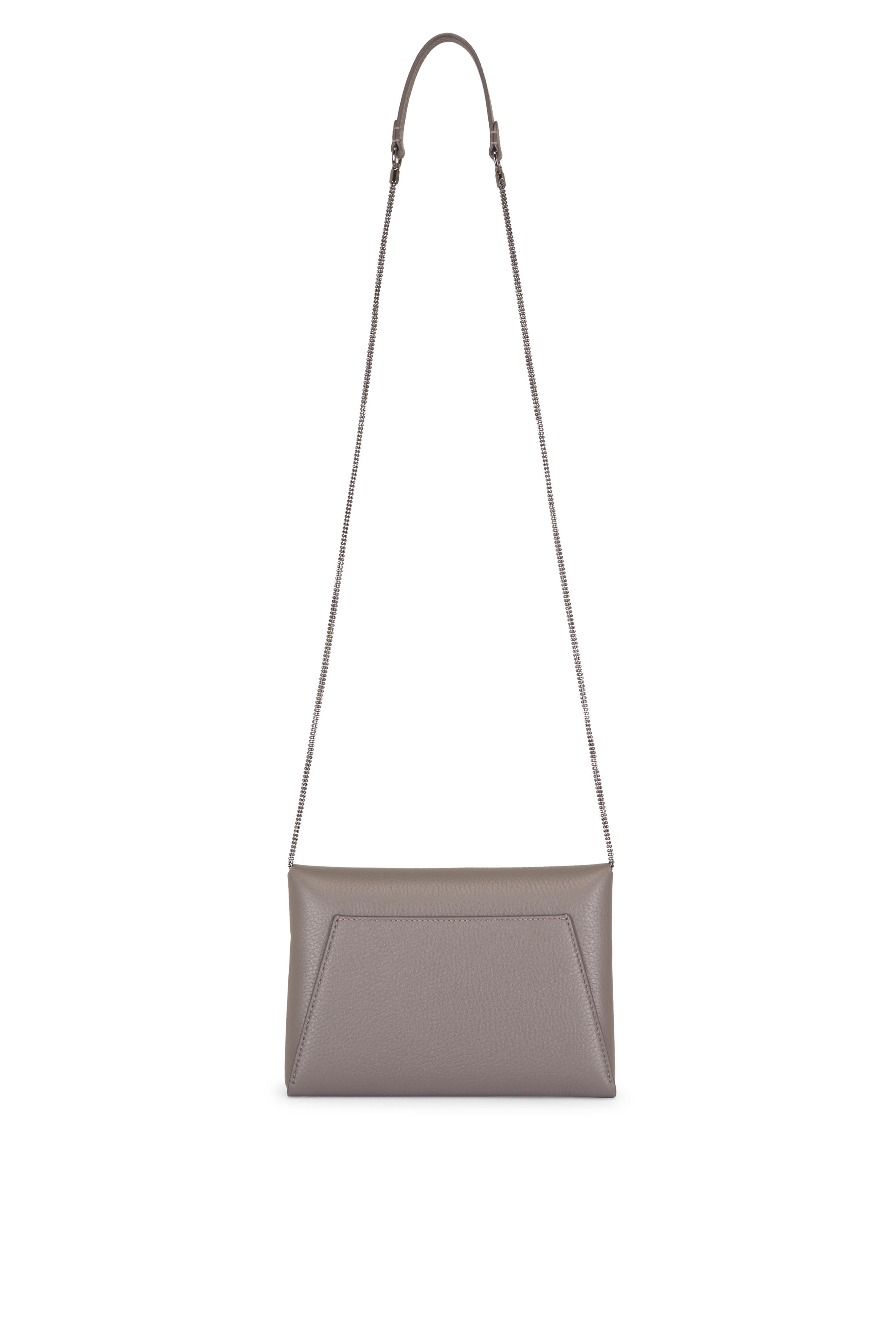 Brunello Cucinelli - Duo Steel Leather Chain Envelope Clutch - view 3