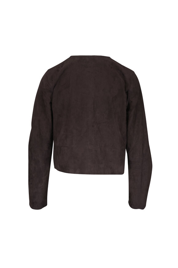 Vince Iron Suede Collarless Cropped Jacket - view 4