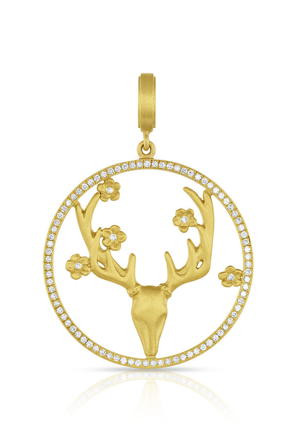 Leigh Maxwell 18k Yellow Gold Diamond Elk Pendant - view 1