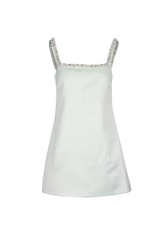 Tanya Taylor Barton Embellished Light Seagrass Mini Dress