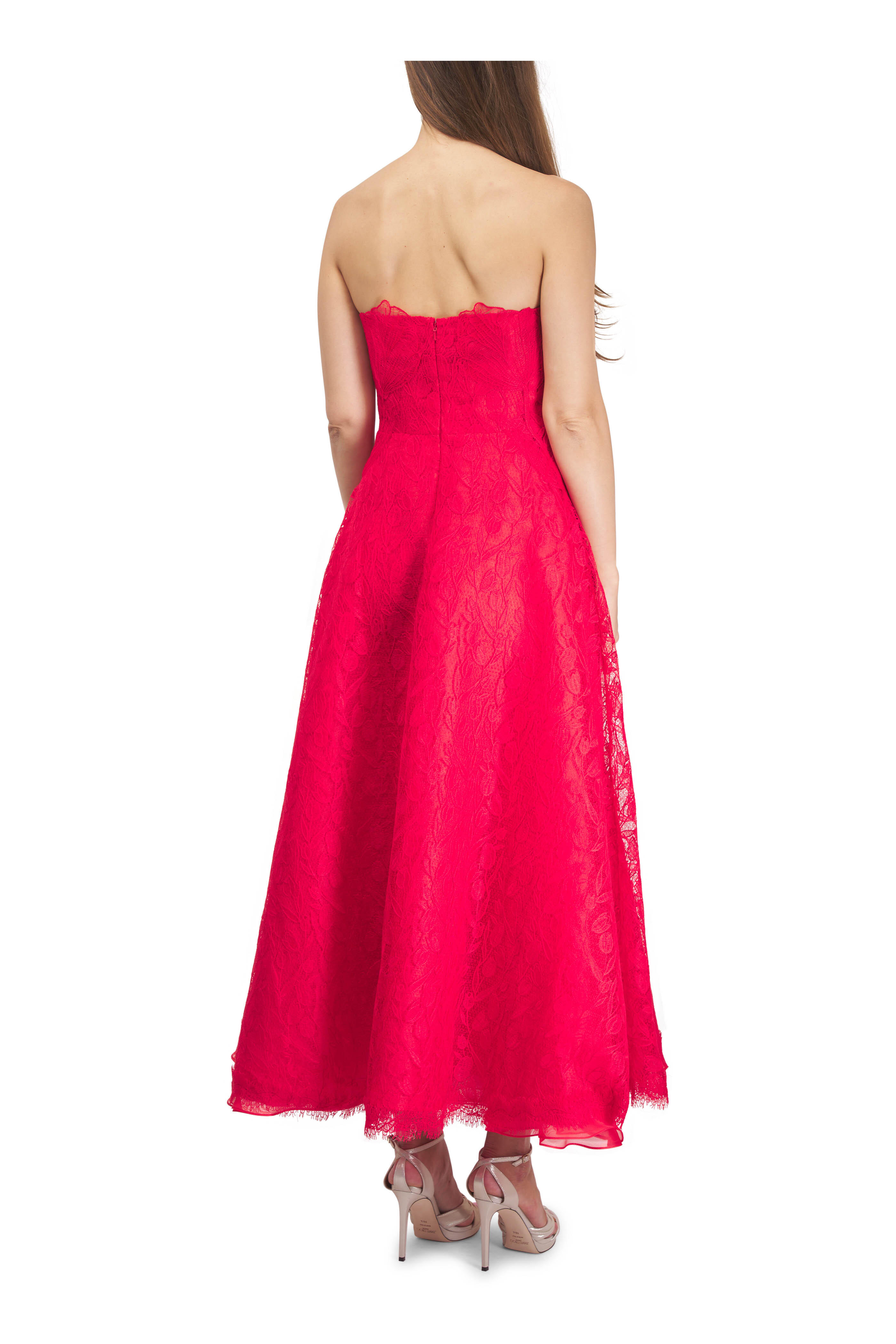 Lela Rose - Poppy Tulip Lace Strapless Dress