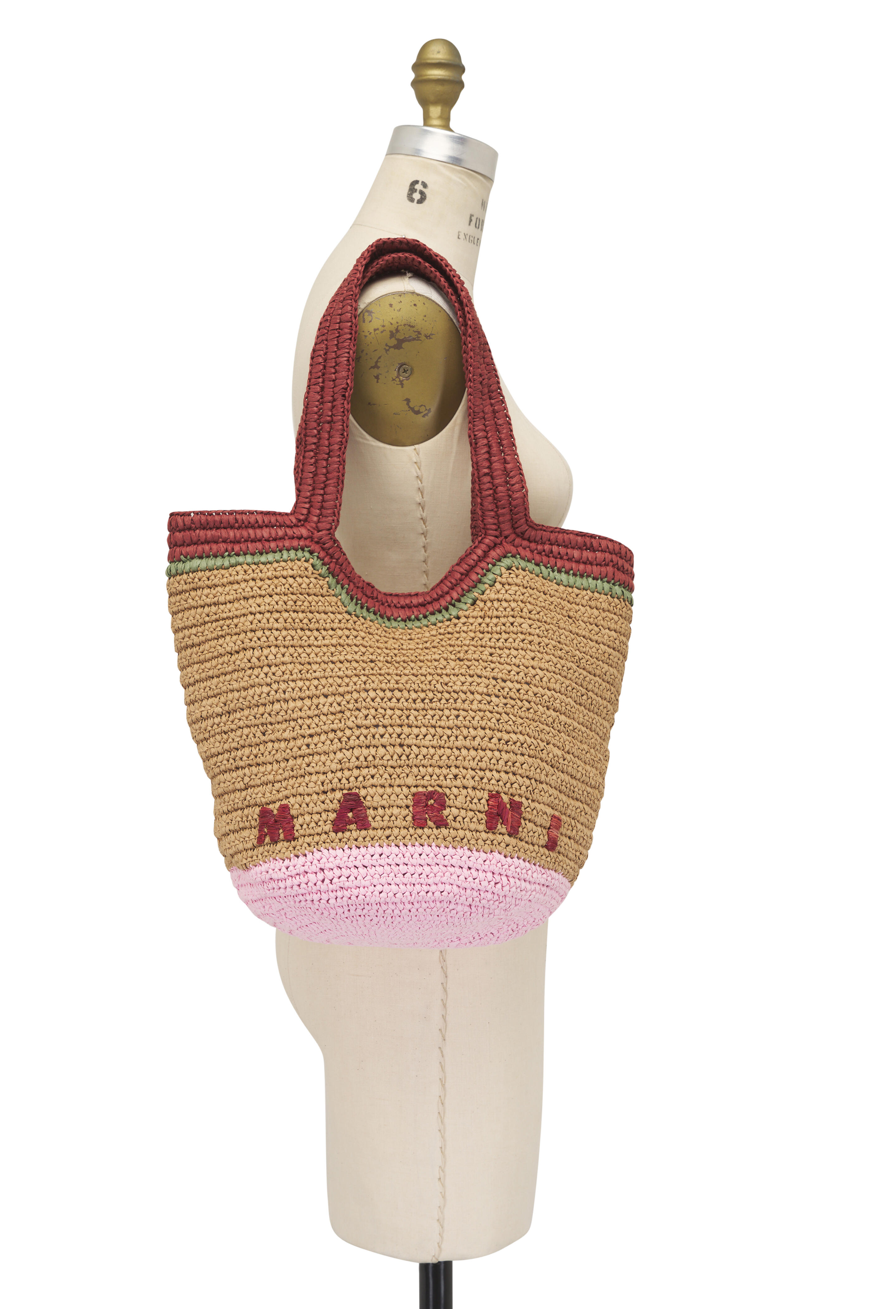 Marni - Seaside Burgundy & Pink Raffia Hobo