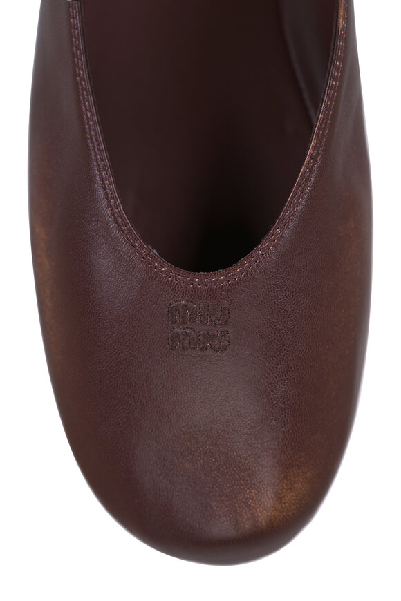 Miu Miu Brown Leather Buckle Ballerine Flat - view 4