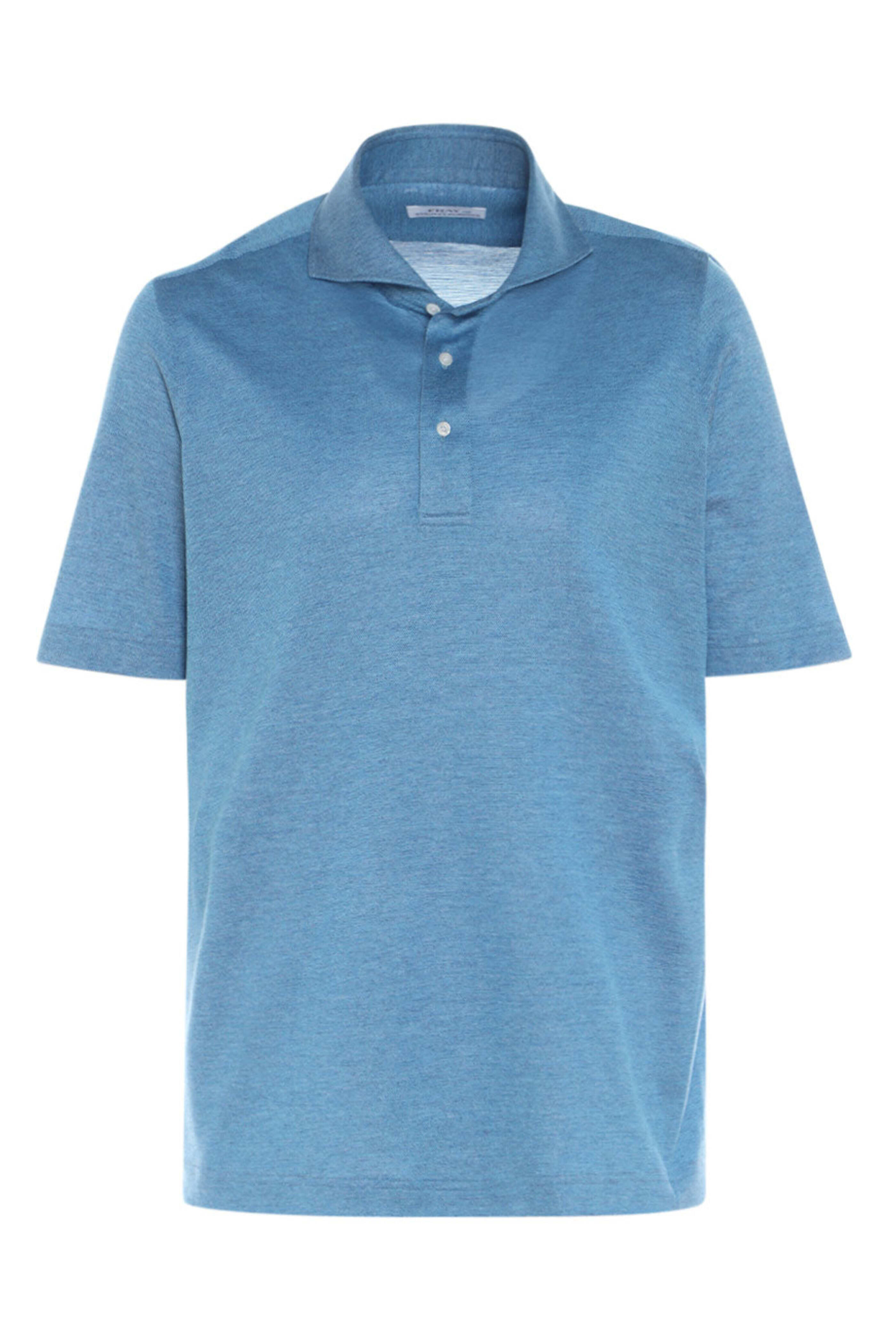 Fray - Aqua Blue Cotton Knit Short Sleeve Polo