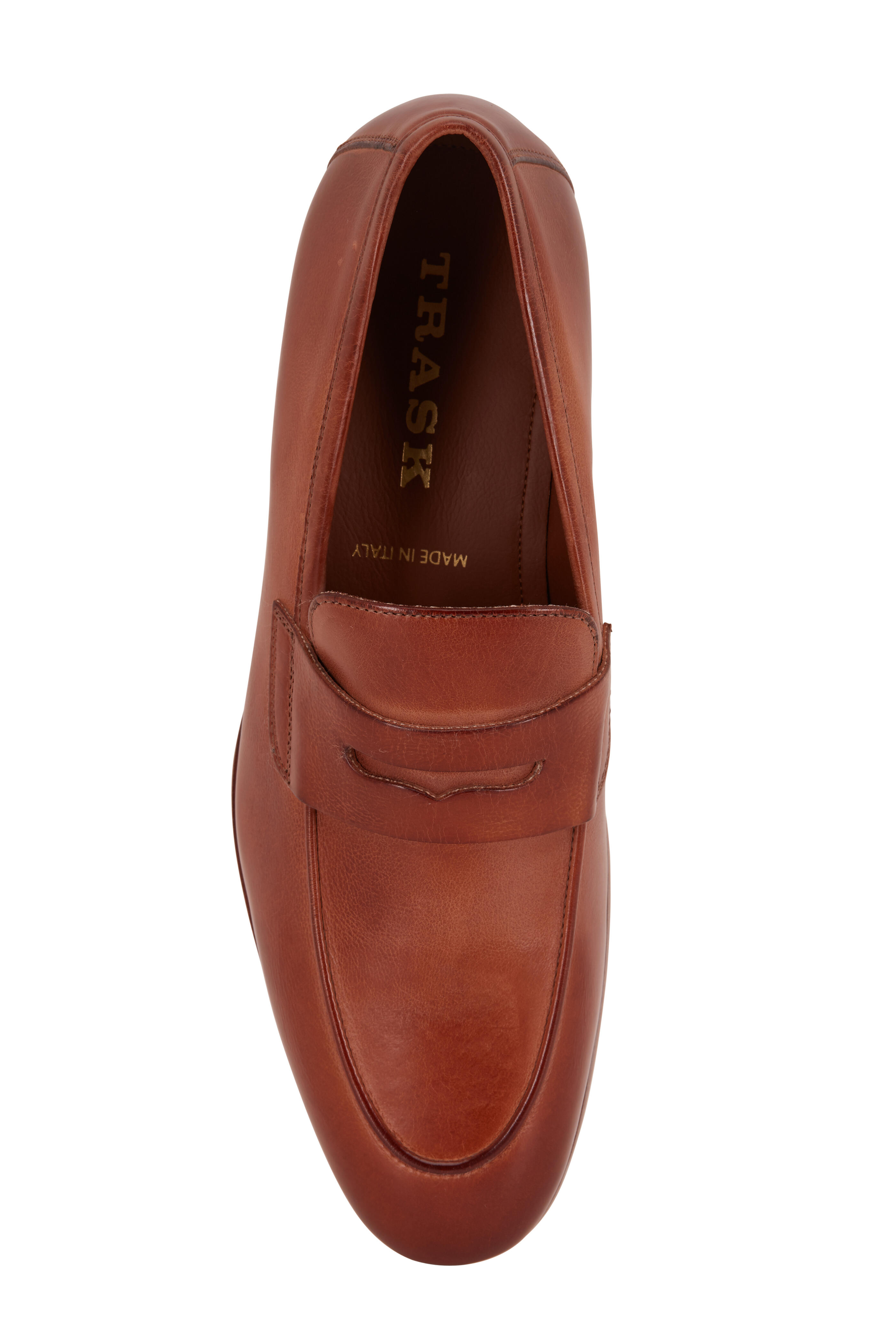 Trask Reed Teak Italian Leather Penny Loafer Mitchell Stores