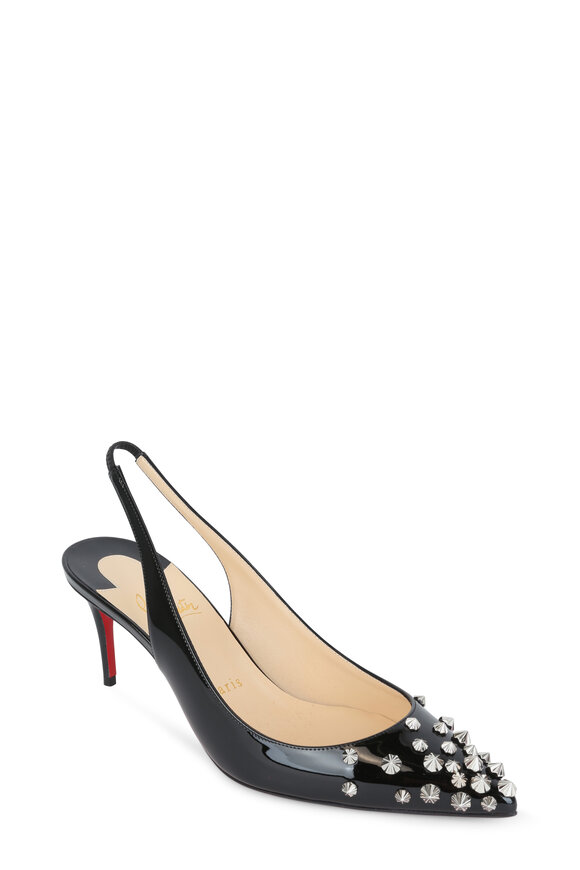 Christian Louboutin - Drama Black Patent Leather Stud Slingback, 70mm 