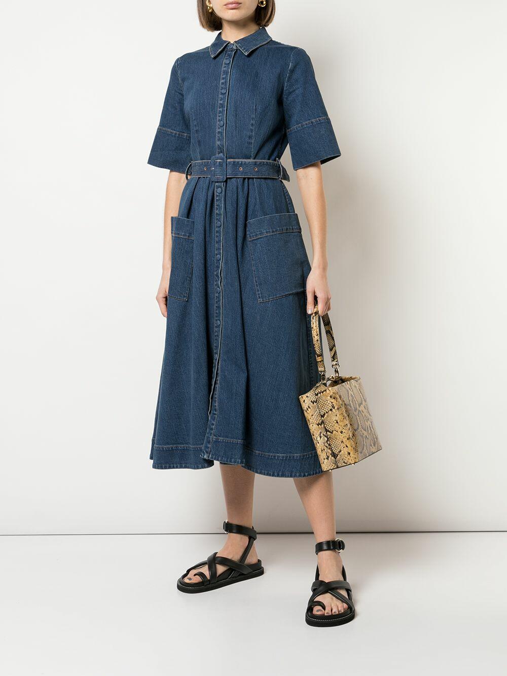 CO Collection - Denim Short Sleeve Patch Pocket Shirtdress