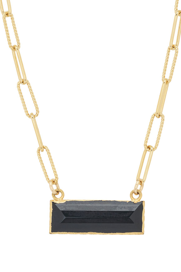 Cristina V. - Black Onyx Bar Paperclip Chain Necklace