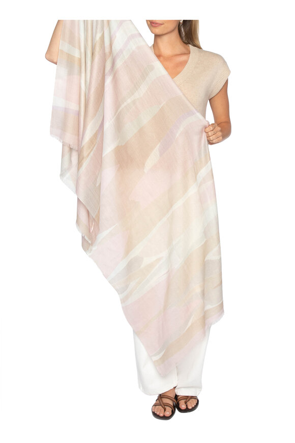Kinross Lilac Multicolor Abstract Landscape Print Scarf - view 2