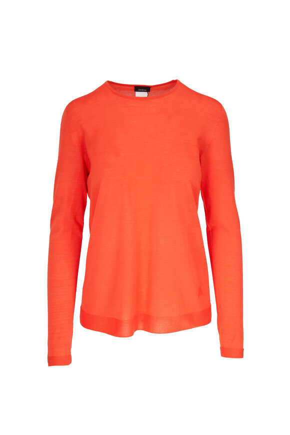 Akris Poppy Red Cashmere Silk Crewneck Sweater