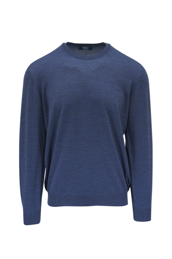 Fedeli Denim Super 140's Wool Crewneck Pullover