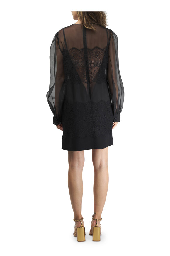 Dolce & Gabbana - Black Lace Crewneck Mini Dress