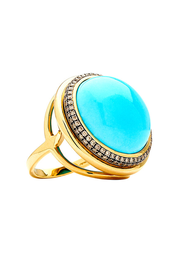 Syna - Mogul Yellow Gold Turquoise Champagne Diamond Ring