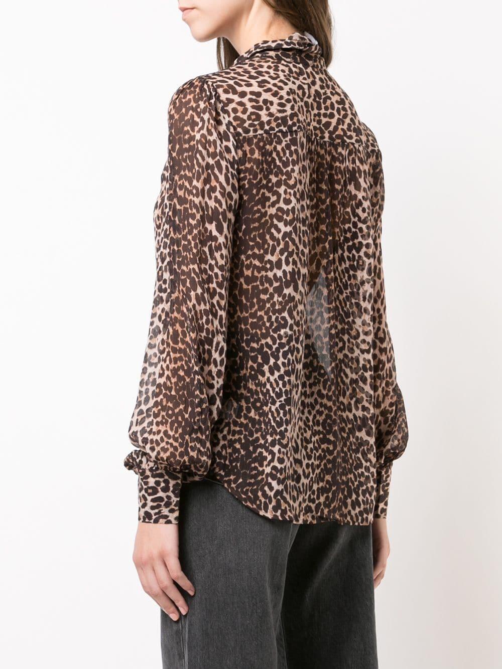 Paige - Cleobella Brown & Tan Silk Leopard Printed Blouse