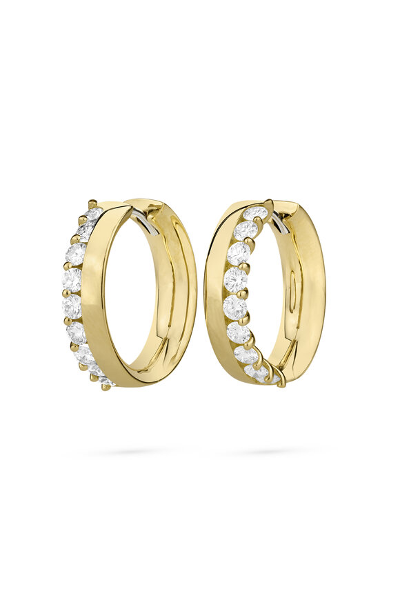Paul Morelli 18k Yellow Gold Diamond Pinpoint Snap Hoops
