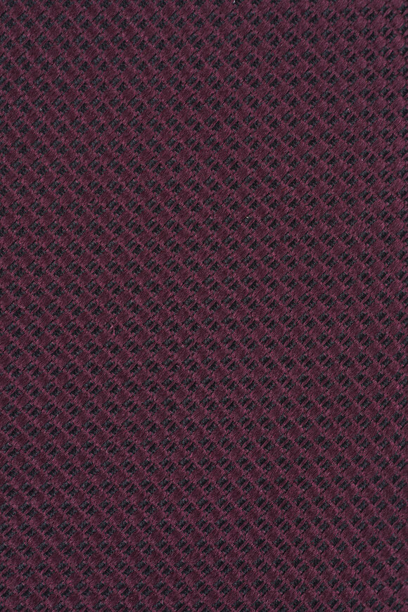 Zegna Dark Red Textured Silk Necktie - view 2