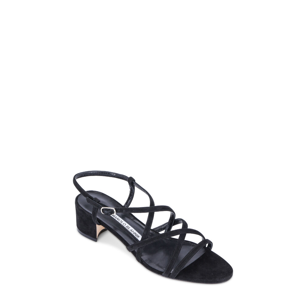MANOLO BLAHNIK LISTONY スウェード　ブラック　39.5 Manolo Blahnik - Listony Black Suede Low-Heel Pump, 30mm