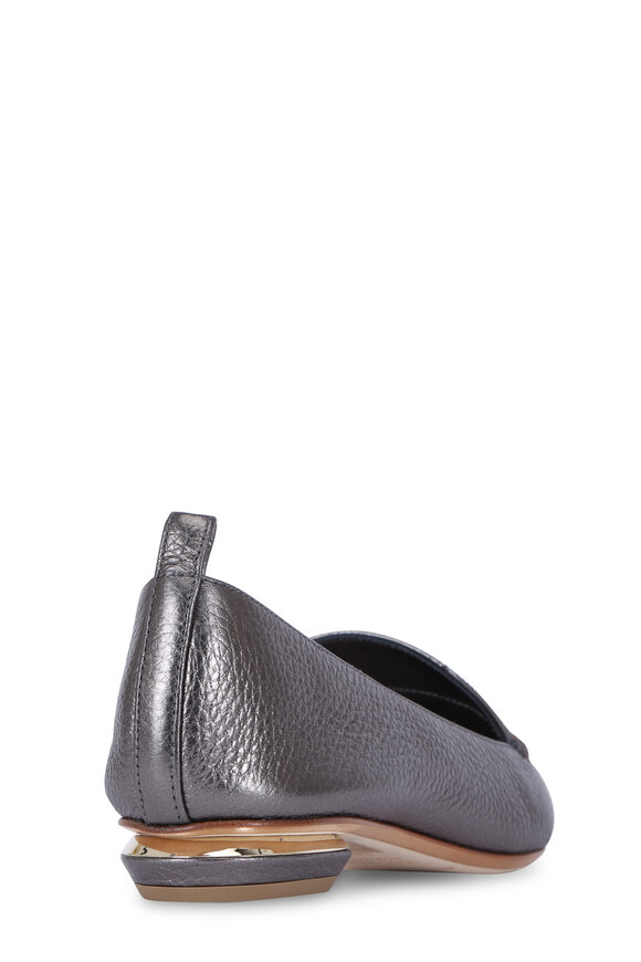 Nicholas Kirkwood - Beya Metallic Pewter Leather Pointed Flat