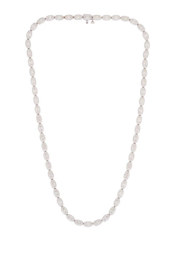 Rahaminov 18k White Gold Diamond Tennis Necklace