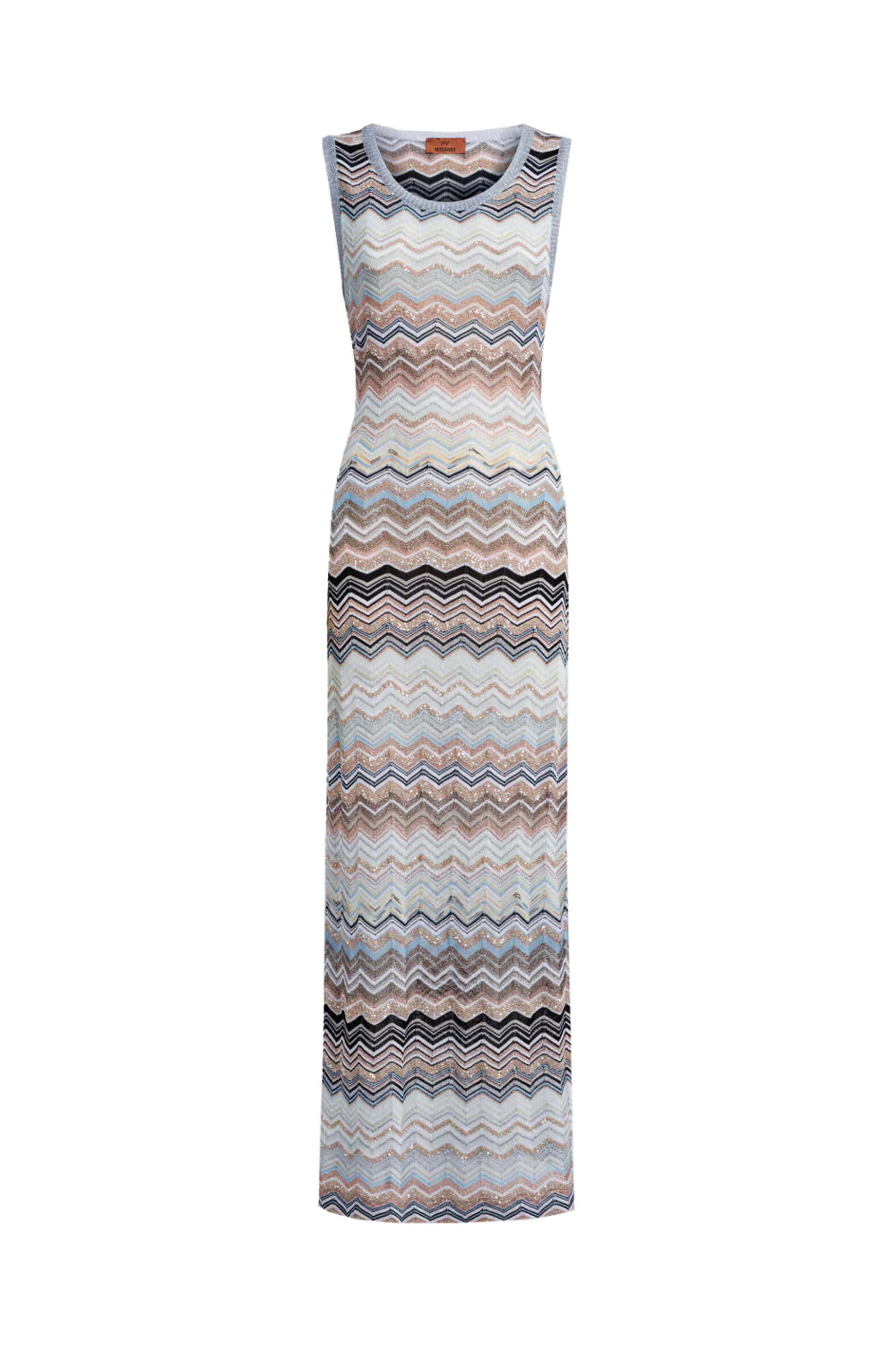Missoni - Light Blue and Beige Chevron Sleeveless Long Dress