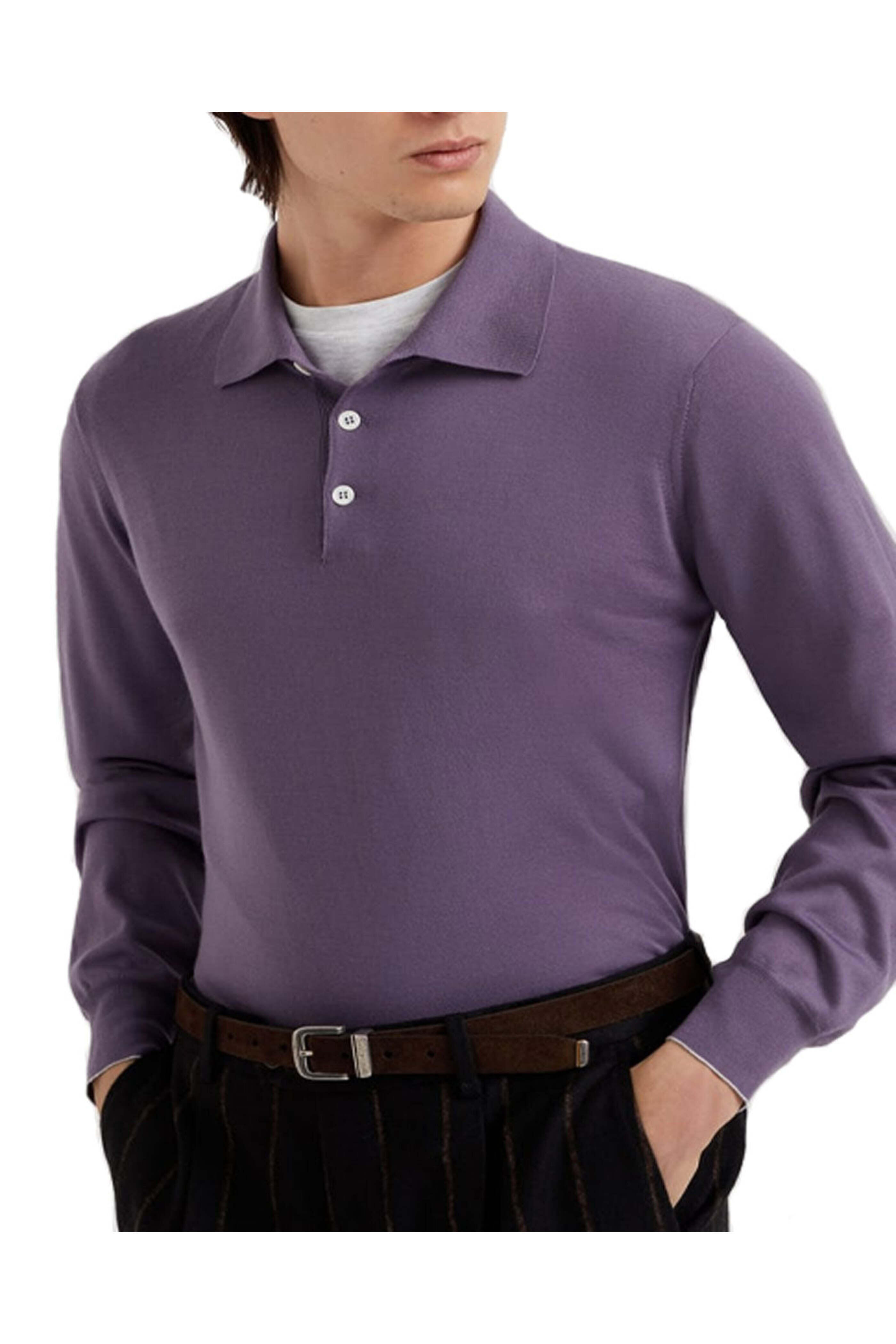 Brunello Cucinelli - Purple Knit Polo | Mitchell Stores