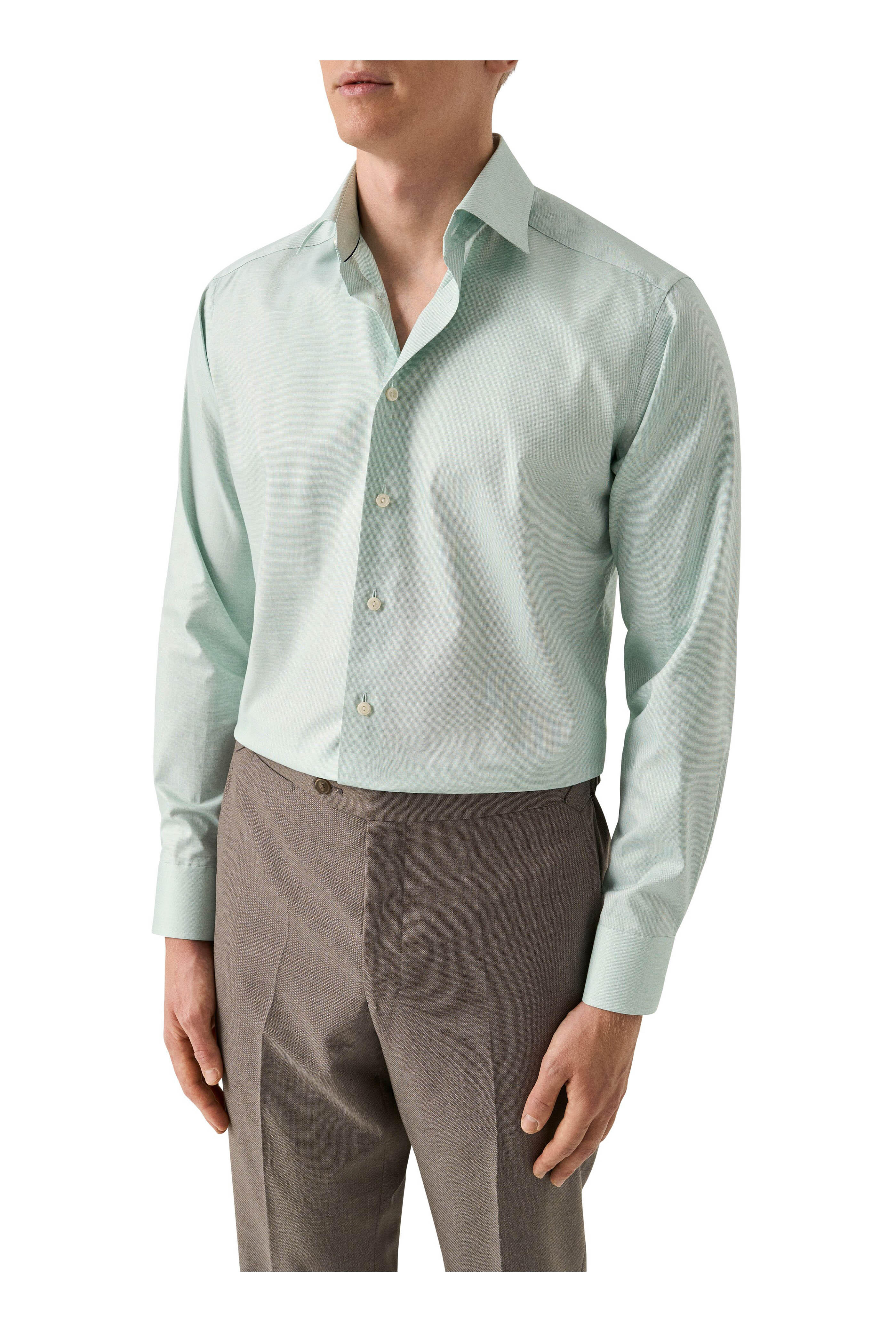 Eton - Solid Mint Cotton Dress Shirt - view 2