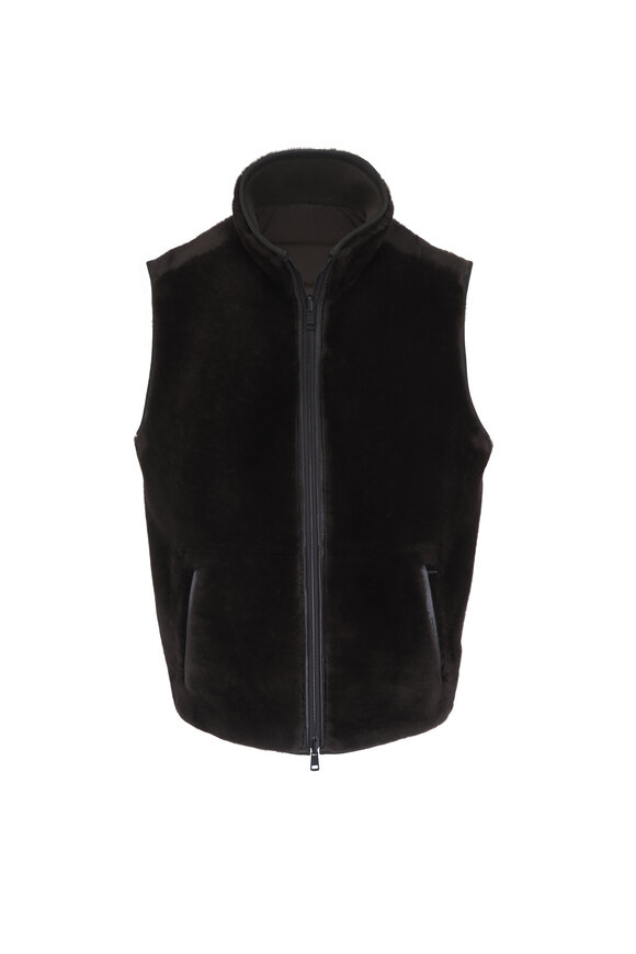 Moncler Rysfen Brown Reversible Down Vest - view 5