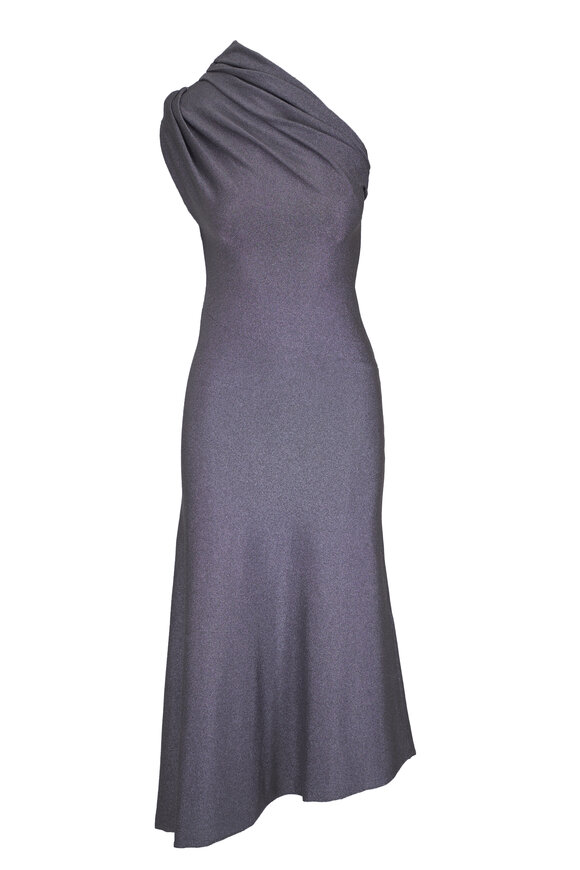 Khaite Coast Gunmetal Metallic Lurex Midi Dress