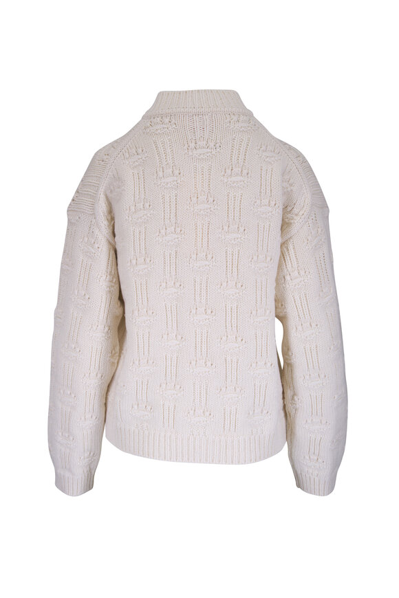 Marni White Fisherman Knit Wool & Cashmere Cardigan - view 4