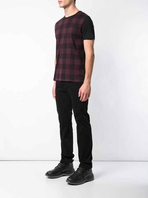 A T M - Merlot & Black Plaid Crewneck T-Shirt