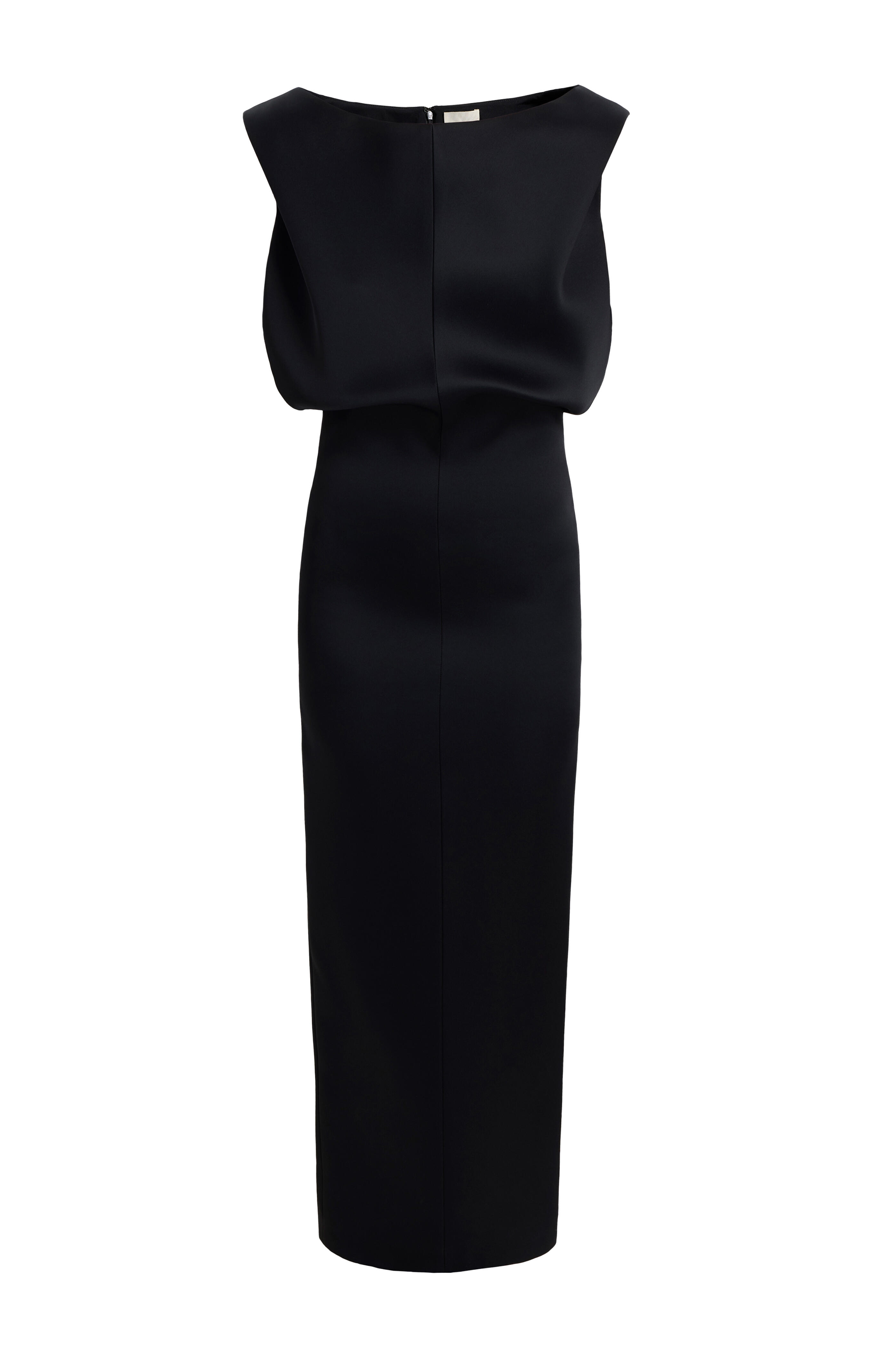 Khaite - Terran Black Bonded Crepe Satin Maxi Dress