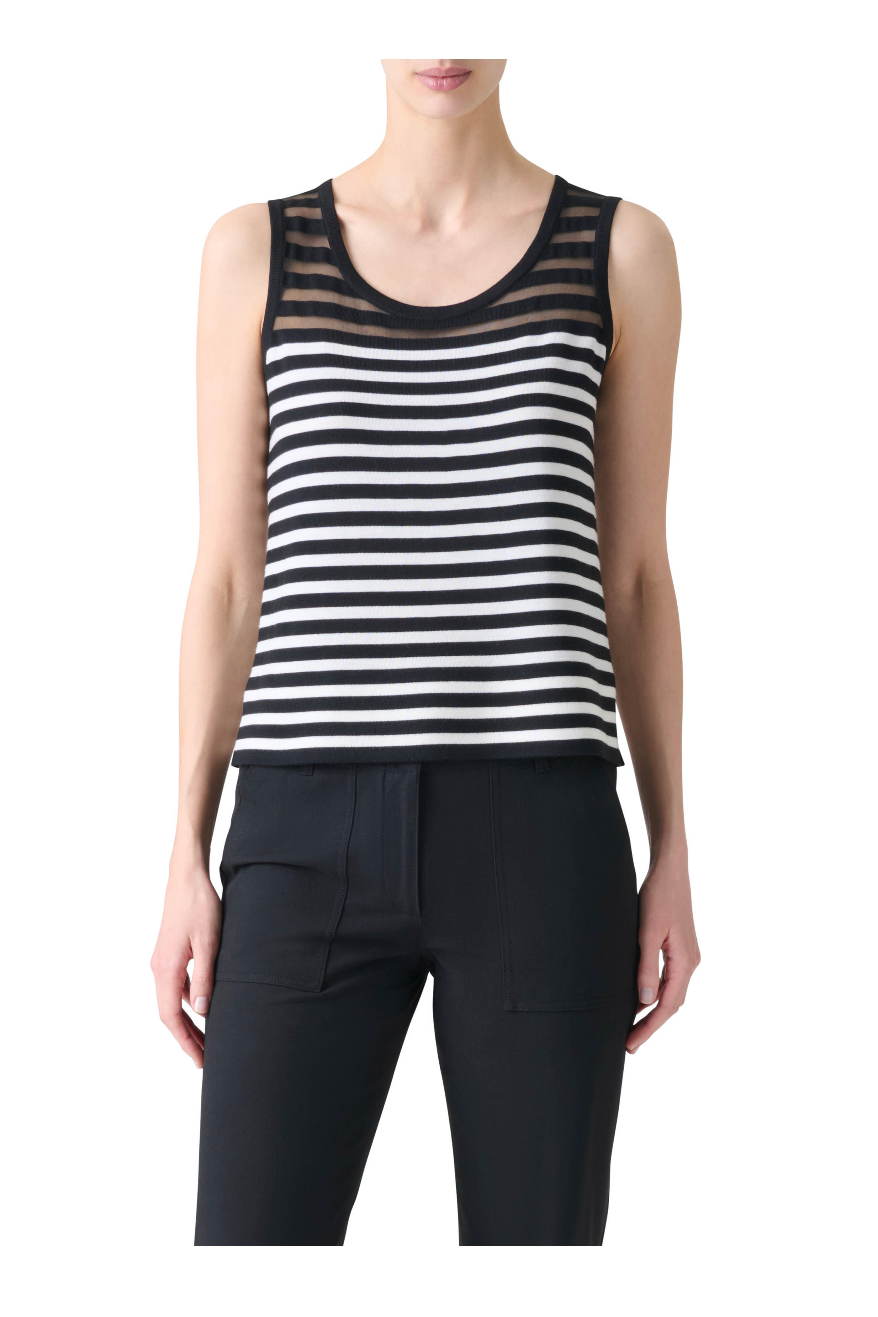 Akris Punto - Black & Cream Kodak Stripe Knit Top