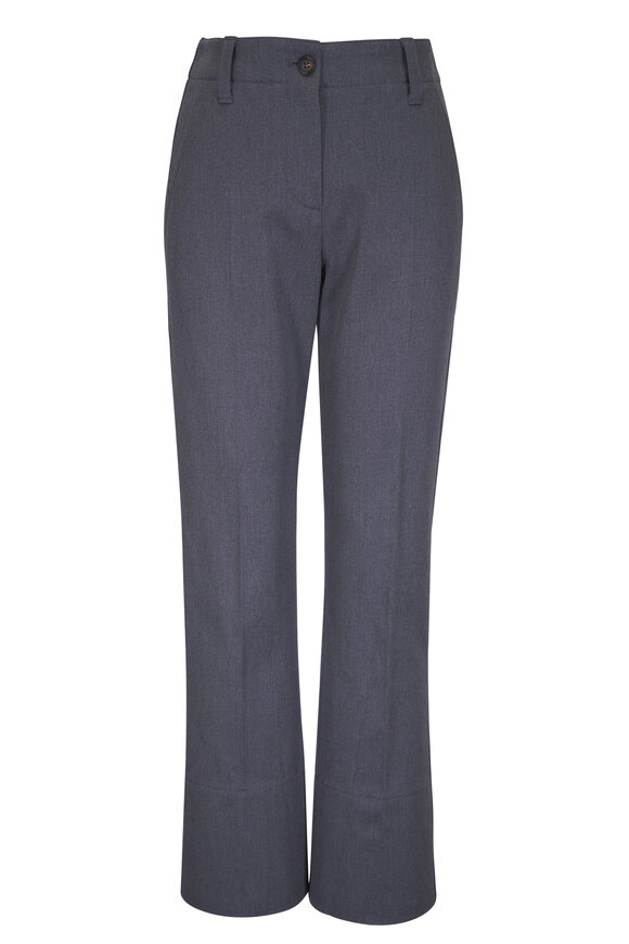 Brunello Cucinelli Gray Cotton Cover Stretch Kick Flare Pant